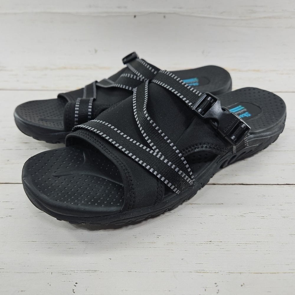 Skechers Sandals Womens Size 10‎ Black Reggae Slide Outdoor Lifestyle 56196S